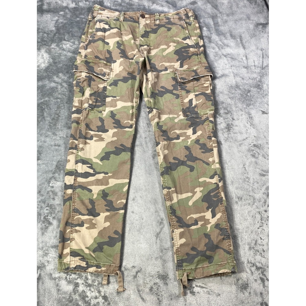 American Eagle Camo Cargo Pants Men's Fits 30x28 Drawstring Hem Utility Outdoor